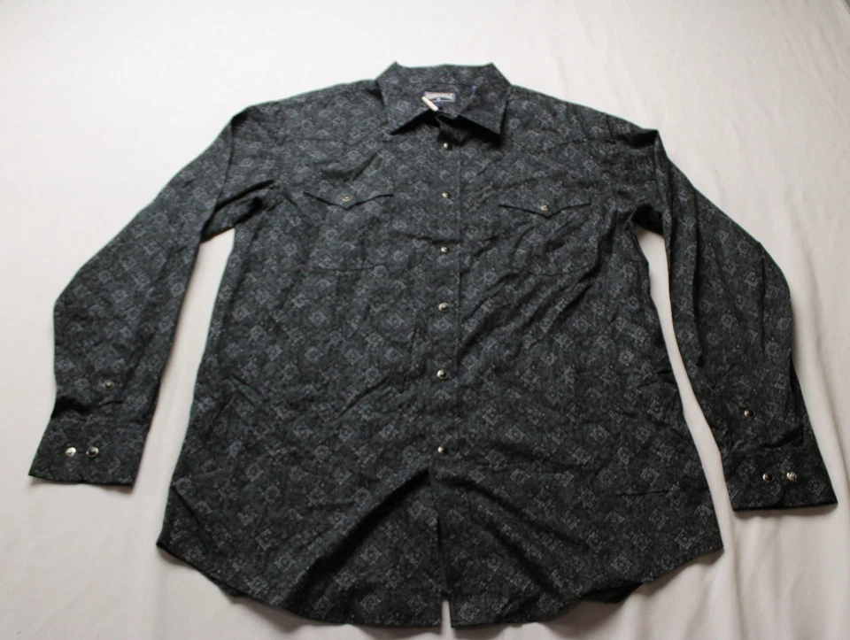 Camisa Western Panhandle Para Hombre Manga Larga Diamante Paisley EJ3 Negra Grande Nueva Con Etiquetas Foto 1 de 3