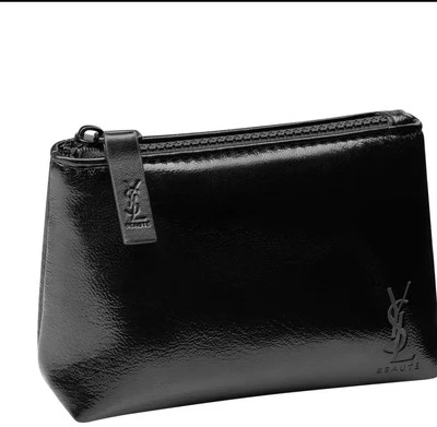 Yves Saint Laurent YSL Mini Black Pouch Makeup Wash Bag Coin Bag New for Travel