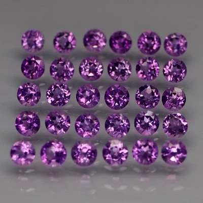 Redondo 3 mm. Real 100% Natural Morado Amatista Bolivia 30 Piezas/2.11Ct. Foto 1 de 4