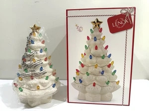 Lenox Treasure Traditions beleuchteter weißer Weihnachtsbaum aus Keramik mehrfarbig Glühbirnen - Bild 1 von 9