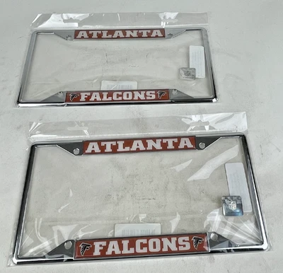 2 novas capas de quadro de placa de metal cromado NFL Atlanta Falcons carro caminhão SUV - Imagem 1 de 4
