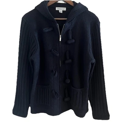 De Colección Coldwater Creek Para Mujer’s L Negro Lana Cremallera Sudadera con Capucha Suéter Cierre de Palanca Foto 1 de 4