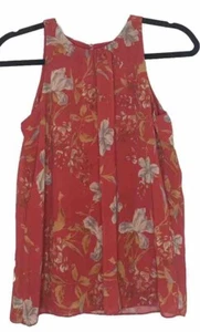Blusa camisa top Philosophy talla XS roja floral sin mangas para mujer - Imagen 1 de 3