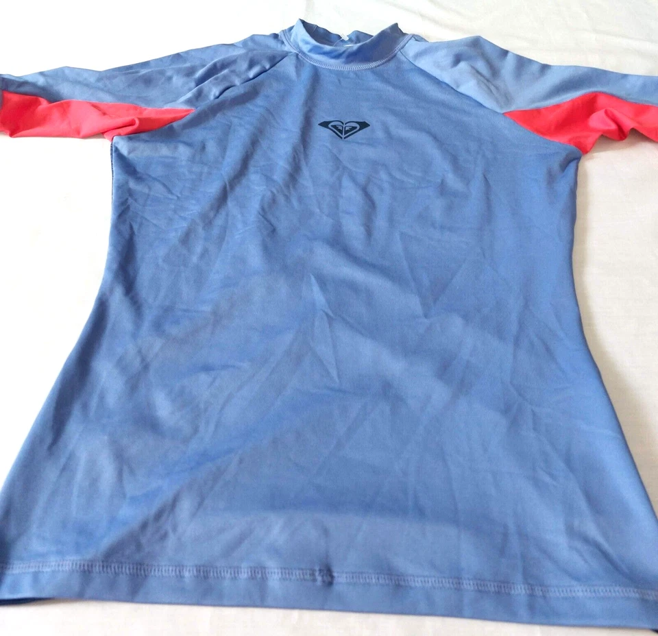 Vintage 1980-90s Roxy Periwinkle Coral Mock Neck Raglan Surf USA L Shirt S/S - Image 1 of 4