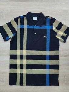 New With Polo Shirt Stripes Print Button Closure Black  Regular Size  Burberry