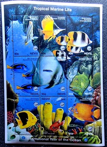 Saint Vincent - Marine Life - 9 Briefmarkenblock - neuwertig - Vollblatt - Bild 1 von 4
