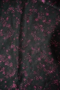 SHOOTING STAR SPARKLE BERRY PRINT ON BLACK MESH SHEER FABRIC 28X58 INCHES - Picture 1 of 3
