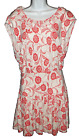 Anthropologie LEiFNOTES ivory coral poppy Scattered Stellata flora print dress M
