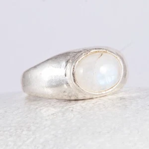 Wunderschöner Ring, schimmernder Mondstein, Massiv Messing versilbert, Gr. 65 - Bild 1 von 4