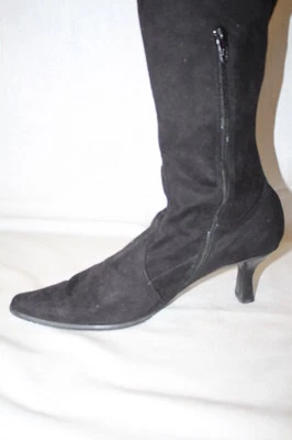 VANELI Botas Negras Micro Gamuza Punta Hasta la Rodilla Tacón Gatito, Mujer 9.5M-B14 Foto 1 de 4