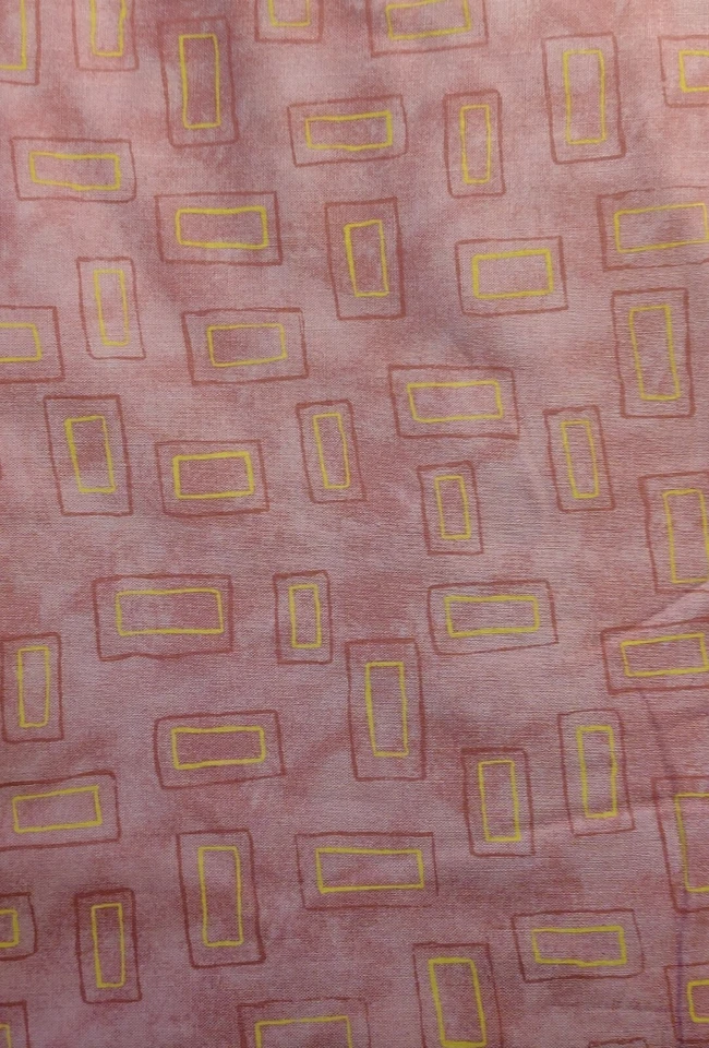 2 Yds Unbranded Cotton Quilting Fabric -Stardust -Shades Pink/Yellow Rectangles - Image 1 of 1