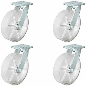 CasterHQ - 8" x 2" Steel Wheel Casters - Set of 4 Casters - 2 Swivel & 2 Rigid - Picture 1 of 3
