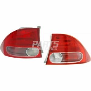 Set Of 2 Fits 2006-2008 Honda Civic Outer Left & Right Tail Lamp Lens & Housing