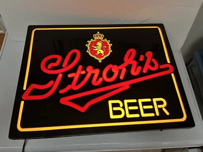 STROH’S BEER LIGHT UP SIGN FAUX NEON  - Image 1 of 4