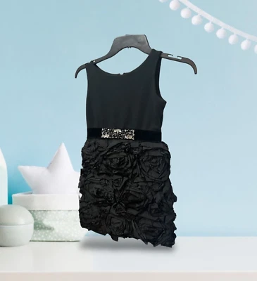 Biscotti, Vestido Formal Niñas, Negro, Talla 8, Sin Mangas, Falda Drapeada Estilo Rosal.! Foto 1 de 4