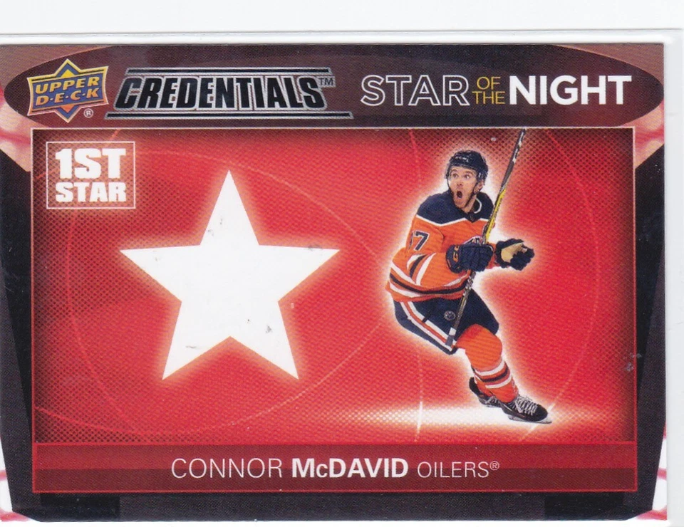 2021/22 CREDENTIALS..CONNOR McDAVID..1ST STAR OF THE NIGHT..# 1S-1..OILERS - Image 1 of 1