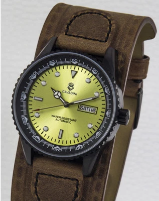 Cavadini Herrenuhr  JAPANISCHES AUTOMATIKWERK TAG-DATUM 2018, Lederband braun - Bild 1 von 4