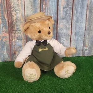 Oso anual Harrods 2019 Grocer Bear delantal verde 18" articulado beige tostado peluche - Imagen 1 de 11