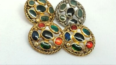 4pcs multi-colored 16mm bundle of Cloisonné buttons special vintage  buttons - Image 1 of 4