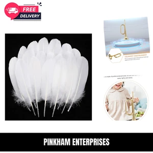 Natural White Goose Feathers 120Pcs 6-8 Inch Bulk Feathers for Craft Angel Wings - Picture 1 of 7