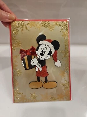 NEW! Papyrus Disney Mickey Mouse All Glitter Christmas Card 3D  - Image 1 of 4