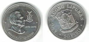 PHILIPPINES SILVER 50 PISO UNC COIN 1978 YEAR KM#222 Manuel Quezon - Picture 1 of 1
