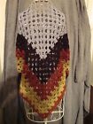 Hand Made Crochet Shawl Wrap Scarf W/ Sleeves Elegant Multi Colors L 35"   288