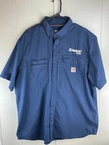Carhartt FR Savage Marine Fishing Shirt Blue XL Relaxed Fit Pro Angler Gear! - Picture 1 of 24