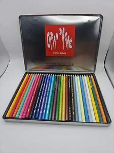 Drawing Pencils Supracolor Soft Leads Caran D'Ache Set of 30 in Tin Storage Box - Picture 1 of 3