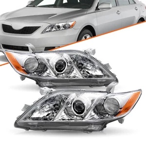 Headlight Assembly for 2007-2009 Toyota Camry Projector Chrome Amber Headlamp - Picture 1 of 24
