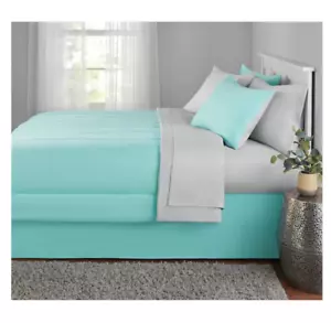 8 Piece Mint King Size Comforter Set Reversible Bedspread Bed in a Bag Sheets - Picture 1 of 5