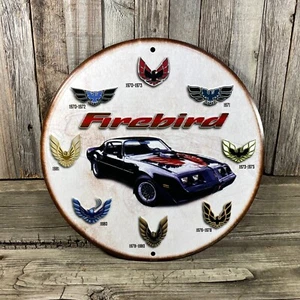 Pontiac Firebird Trans Am Evolution Round 12" Embossed Metal Tin Sign Garage Car - Picture 1 of 2