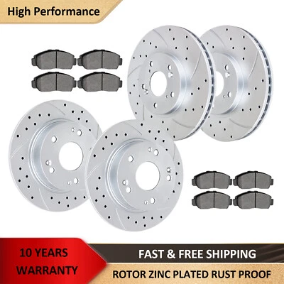 Front Rear Slotted Rotors Brake Ceramic Pads for 2009-11 Honda Accord Acura TSX — 第 1/4 张图片
