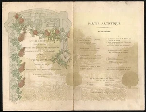 Programme. Soirée Chambre Syndicale des Imprimeurs. 1900. Art Nouveau - Picture 1 of 1