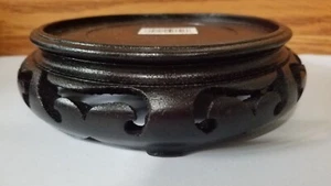 Chinese Kangxi Carved Black Wooden Stand for Vase/Bowl/Figurine 4-1/2 in. Inset - Picture 1 of 6
