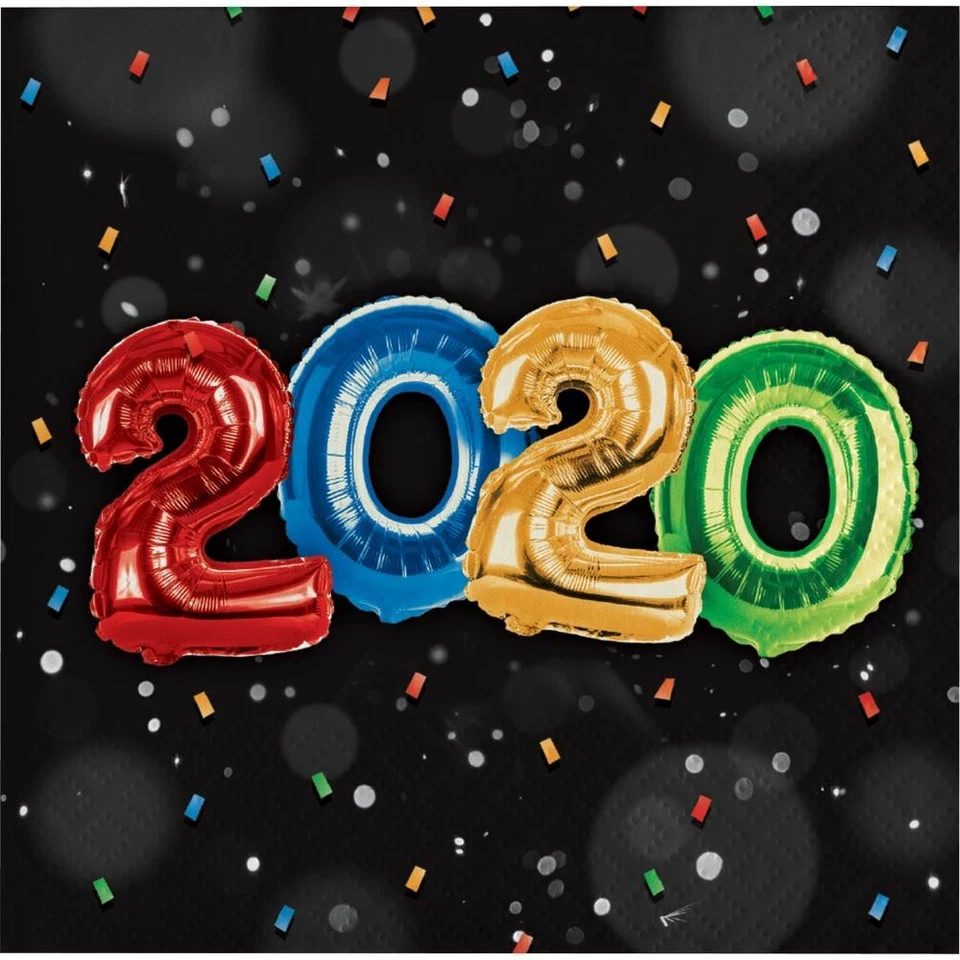 2020 New Years Eve Balloons 16 Ct Beverage Cocktail Napkins - Image 1 of 2