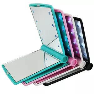 New 8 LED Light Emitting Handbag Slim Mirror Makeup Travel Party Handheld - Picture 1 of 9