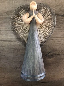 Vintage Maisschale Weihnachten Engel Baumspitze 12" gefärbt blau Philippinen - Bild 1 von 14