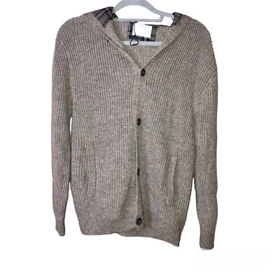 Cardigã Zara Kids lã mistura botão frente robusto salpicado capuz cinza tamanho 13-14 - Imagem 1 de 4