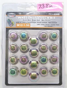 711-335G Neo-Chrome Acorn Wheel Nut Lock Set M12-1.50 Fits 10-22Vehicles 7382 - Picture 1 of 4