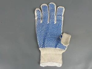 Guantes de punto de PVC blanco algodón azul punto para hombre talla 240 piezas/estuche - Imagen 1 de 3