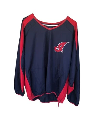 Cleveland Indians Jacket Mens L Blue Red Majestic MLB Pullover Sportswear - Image 1 of 4