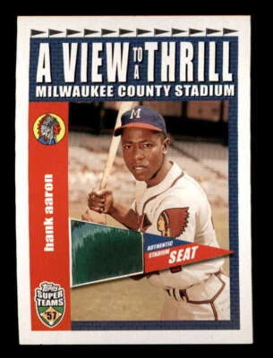 HANK AARON 2002 TOPPS SUPER TEAMS MILWAUKEE COUNTY STADIUM SEAT RELIC BF5596 - Image 1 of 2