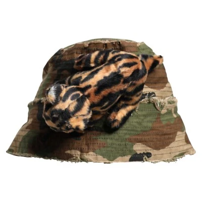 DOLCE & GABBANA Hat Multicolor Leopard Embellish Wide Brim Bucket 58 / M 600usd - Image 1 of 4