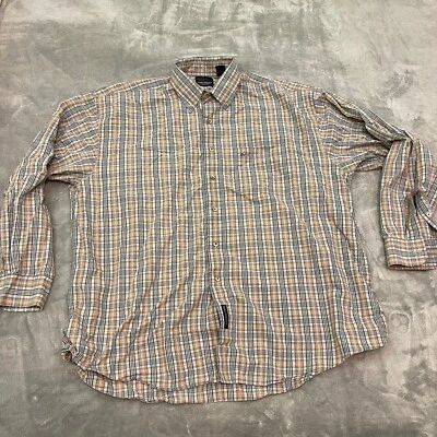 Greg Norman Collection Men’s Long Sleeve Button-Down Shirt Brown Black Plaid XL - Image 1 of 4