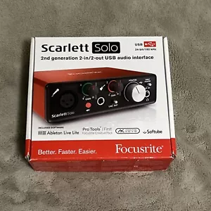 Focusrite Scarlett Solo 2nd Gen 2-in/2-out USB Audio Interface with Box - Picture 1 of 5
