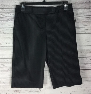 Worthington Womens Black Pin Stripe Stretch Modern Fit Bermuda Shorts Size 6 NWT - Image 1 of 4
