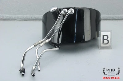 Harley Softail Fatboy 2000 bote de tanque de aceite con kit de líneas negro brillante #4118 Foto 1 de 4