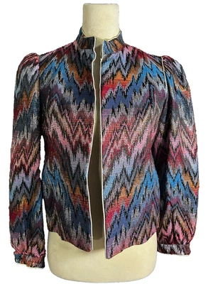 IMPRESIONANTE Chaqueta Tapiz Metálico Patrón Llama Discoteca Psicodélica De Colección Foto 1 de 4