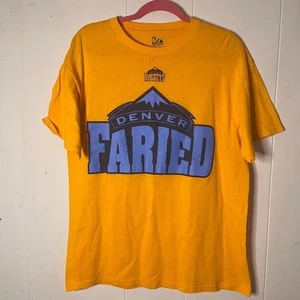 Yellow Denver Nuggets Faried TShirt NBA Majestic Size Large - Picture 1 of 5